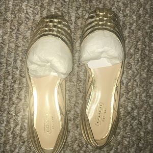 Brand new coach leather metallic calf shoes